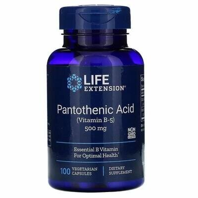 Пантотенова кислота Life Extension Pantothenic Acid 500 мг, 100 капсул