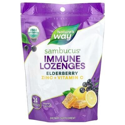 Чорна бузина та цинк Nature's Way Sambucus Zinc мед лимон льодяники №24