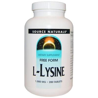 Лізин Source Naturals L-Lysine 1000 мг, 200 таблеток