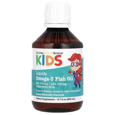 Риб'ячий жир з омега-3 для дітей California Gold Nutrition Kids Omega-3 Fish Oil з натуральним лимонним смаком, 200 мл