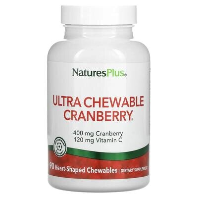 Журавлина з вітаміном C Nature's Plus Ultra Chewable Cranberry With Vitamin C журавлина-полуниця, 90 жувальних таблеток