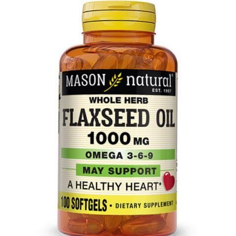 Лляна олія Mason Natural Flax Seed Oil 1000, 100 гелевих капсул