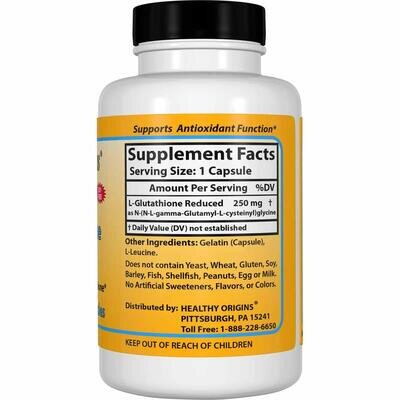 Глутатіон Healthy Origins Setria L-Glutathione Reduced 250 мг, 150 капcул