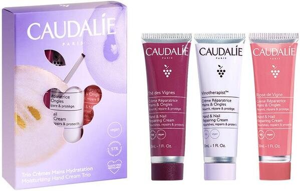 Набір Caudalie Moisturizing Hand Cream Trio (Vinotherapist Крем для рук 30мл, The des Vignes Крем для рук 30 мл, Rose de Vigne Крем для рук 30 мл)