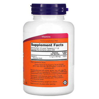 Вітамін С NOW Vitamin C Crystals порошок, 227 г