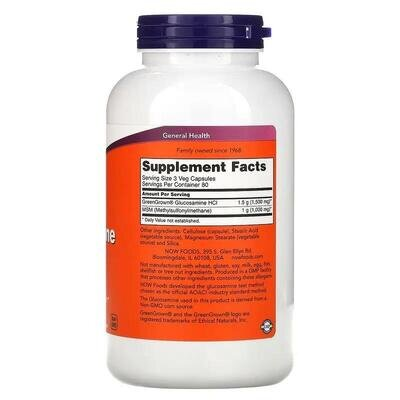 Глюкозамін та МСМ NOW Vegetarian Glucosamine & MSM вег. капсули №240