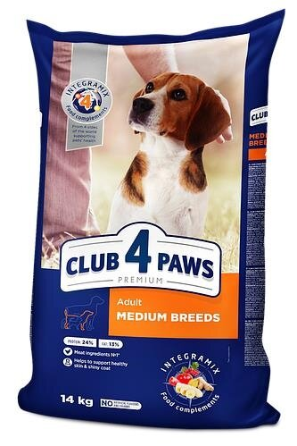 Корм сухий для дорослих собак середніх порід Club 4 Paws Преміум з куркою, 14 кг