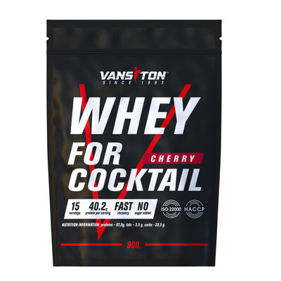 Протеїн Vansiton Whey for cocktails для коктейлів, вишня, 900 г