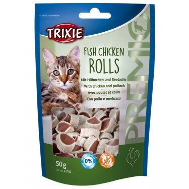 Ласощі для кошек Trixie Premio Rolls, курица/минтай, 50г