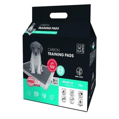 Пелюшки одноразові M-Pets Carbon Training з бамбуковим вугіллям для собак, розмір 60х60 см, 15 штук