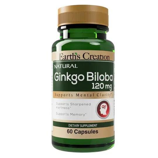 Гінкго білоба Earth's Creation Ginkgo Biloba 120 мг, 60 капсул
