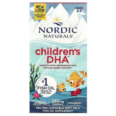 Риб'ячий жир для дітей Nordic Naturals Children's DHA 250 мг, полуниця, міні-капсули м'які №360