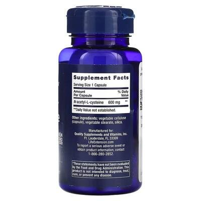 N-Ацетил-L-Цистеїн Life Extension N-Acetyl-L-Cysteine капсули по 600 мг №60