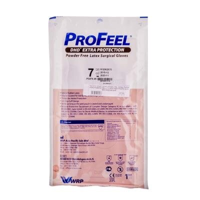 Рукавички хірургічні ProFeel DHD Extra Protection стерильні латексні непудровані, з полімерним покриттям, розмір 7, пара