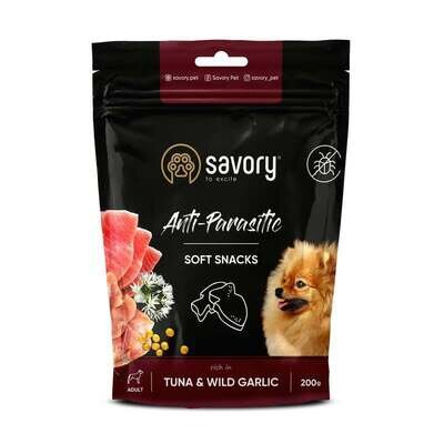Ласощі для собак Savory Anti-Parasite Soft Snacks з антипаразитарним ефектом з тунцем та диким часником, 200 г