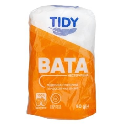 Вата нестерильна Tidy медична гігієнічна, зиг-заг, 50 г