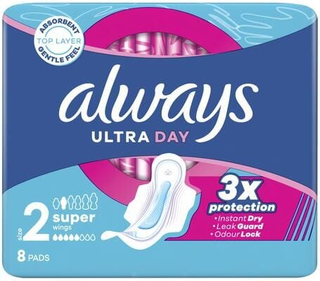 Прокладки гігієнічні Always Ultra Day Super, 5 крапель, 2 розмір, 8 шт