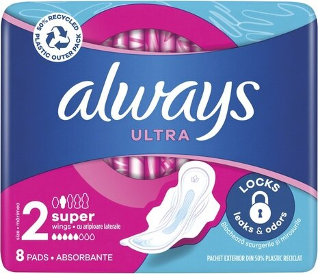 Прокладки гігієнічні Always Ultra Day Super, 5 крапель, 2 розмір, 8 шт
