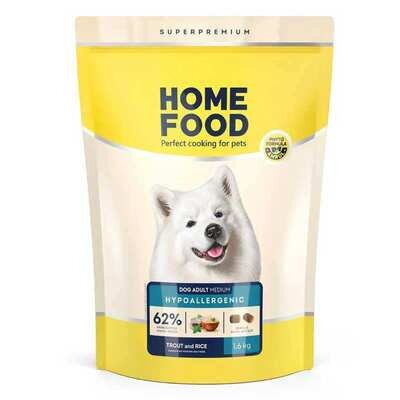 Корм сухий Home Food Hypoallergenic гіпоалергенний для собак середніх порід з білою шерстю з фореллю та рисом, 1,6 кг