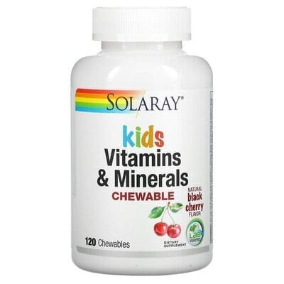 Вітаміни та мінерали Solaray Children's Chewable Vitamins and Minerals для дітей, 120 жувальних цукерок