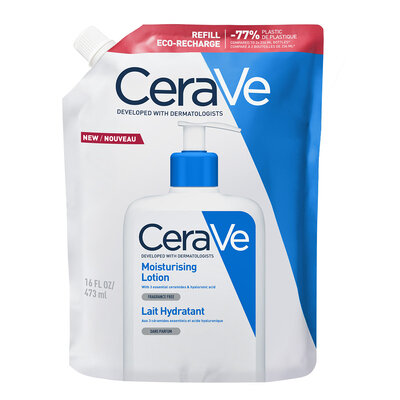 Молочко CeraVe зволожуюче для сухої і дуже сухої шкіри обличчя і тіла, змінний блок, 473 мл