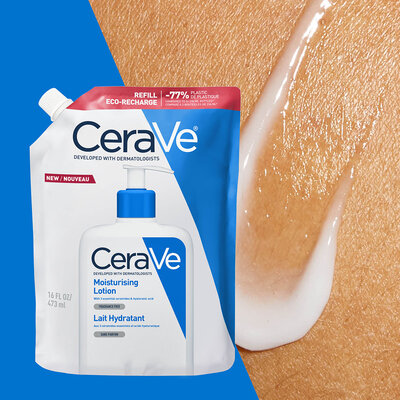 Молочко CeraVe зволожуюче для сухої і дуже сухої шкіри обличчя і тіла, змінний блок, 473 мл