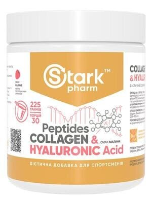 Пептиди колагену та гіалуронова кислота Stark Pharm Collagen Peptides & Hyaluronic Acid, малина, 225 г