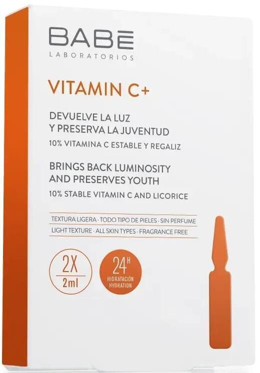 Ампули-концентрат Babe Laboratorios Ampule Solution Vitamin C+ для депігментації з антиоксидантним ефектом, 2 шт х 2 мл
