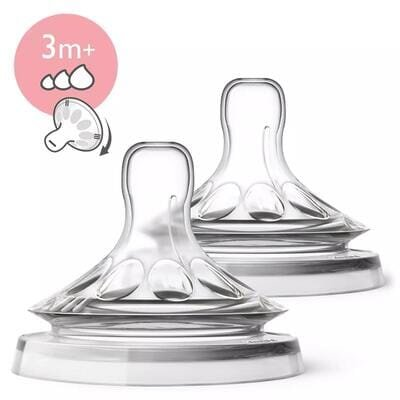 Соска силіконова Philips Avent Natural 2.0 SCF045/27, змінний потік, від 3 місяців, 2 шт