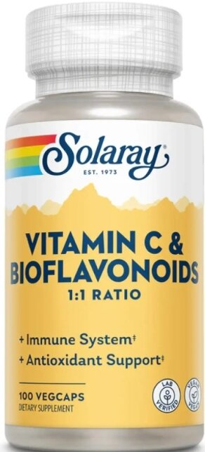 Вітамін С і біофлавоноїди Solaray Vitamin C & Bioflavonoid 1:1 500 мг, 100 веганських капсул