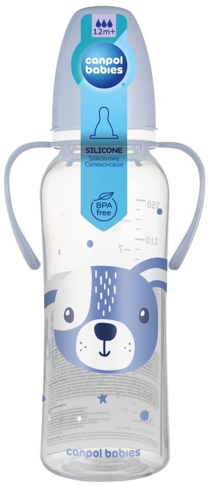 Пляшечка Canpol Babies Cute Animals 11/845_blu з ручками синя, 250 мл