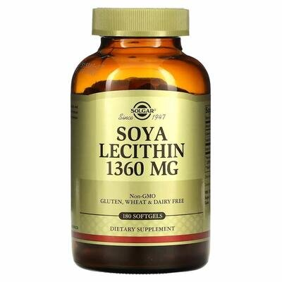 Лецитин соєвий Solgar Soya Lecithin 1360 мг м'які капсули №180