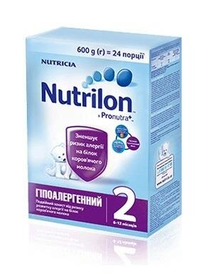 Суміш суха молочна Nutrilon Гіпоалергенний 2 для харчування дітей від 6 до 12 місяців, 600 г