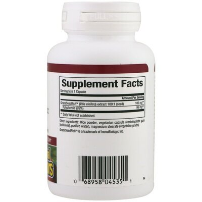 Екстракт виноградних кісточок Natural Factors GrapeSeedRich Grape Seed Extract 100 мг, 60 капсул