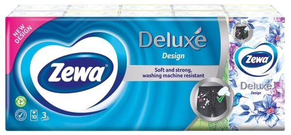Хусточки паперові Zewa Deluxe Design 3 шари, 10 шт х 10 уп