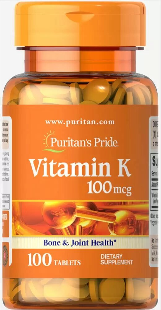 Вітамін К Puritan's Pride Vitamin К 100 мкг, 100 таблеток