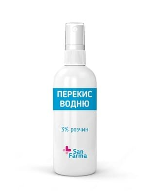 Перекис водню San Farma 3% спрей по 50 мл у флак.