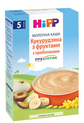 Каша молочна HiPP з пребіотиками Кукурудзяна з фруктами, з 5 місяців, 250 г