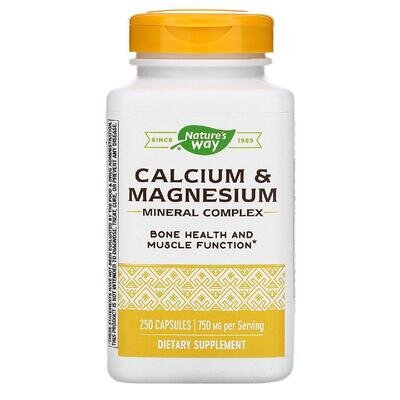Кальцій та магній Nature's Way Calcium-Magnesium, 250 капсул