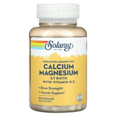 Кальцій, магній Solaray Calcium Magnesium, 90 капсул