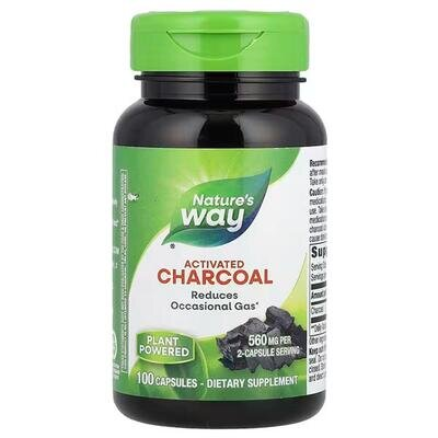 Вугілля активоване Nature's Way Charcoal Activated 560 мг, 100 капсул