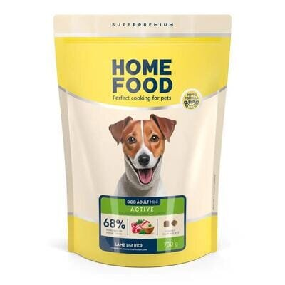 Корм сухий Home Food Adult Mini для активних дорослих собак і юніорів малих порід Ягня з рисом, 700 г