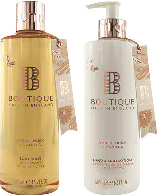 Набір для тіла Boutique Amber, Musk & Vanilla Duo (Гель для душу 500 мл + Лосьйон для тіла 500 мл)