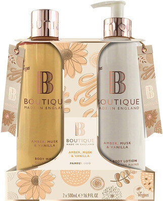 Набір для тіла Boutique Amber, Musk & Vanilla Duo (Гель для душу 500 мл + Лосьйон для тіла 500 мл)