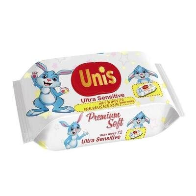 Серветки вологі Unis Ultra Sensitive дитячі, з клапаном, 72 шт