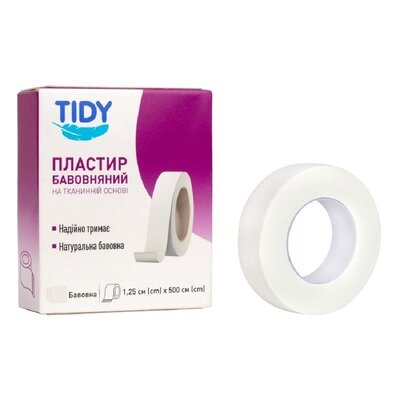 Пластир медичний Tidy на тканинній основі 1,25 см х 500 см, 1 штука