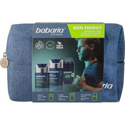 Набір Babaria Men Energy для чоловіків (сироватка 30 мл + флюїд 50 мл + дезодорант кульковий 50 мл + косметичка)