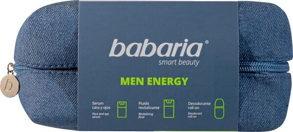 Набір Babaria Men Energy для чоловіків (сироватка 30 мл + флюїд 50 мл + дезодорант кульковий 50 мл + косметичка)