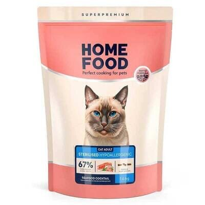 Корм сухий Home Food Hypoallergenic Sterilised для стерилізованих кішок та кастрованих котів, Морський коктейль, 1,6 кг