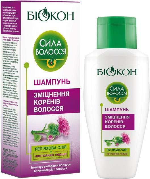 Шампунь Біокон Сила Волосся зміцнення коренів волосся, 215 мл